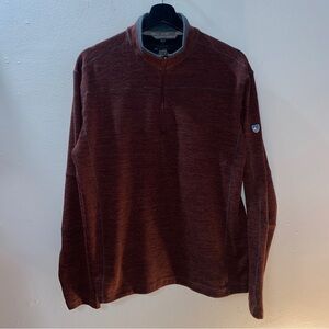 Kuhl Ryzer 1/4 Zip Stretch Mock Sweater Red Maroon Heather Men's XL Extra Large